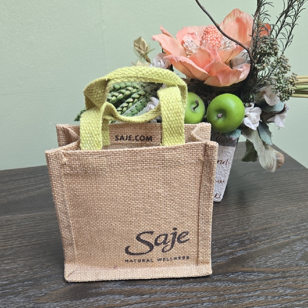 Saje Tan Jute Structured Tote Gfit Bag